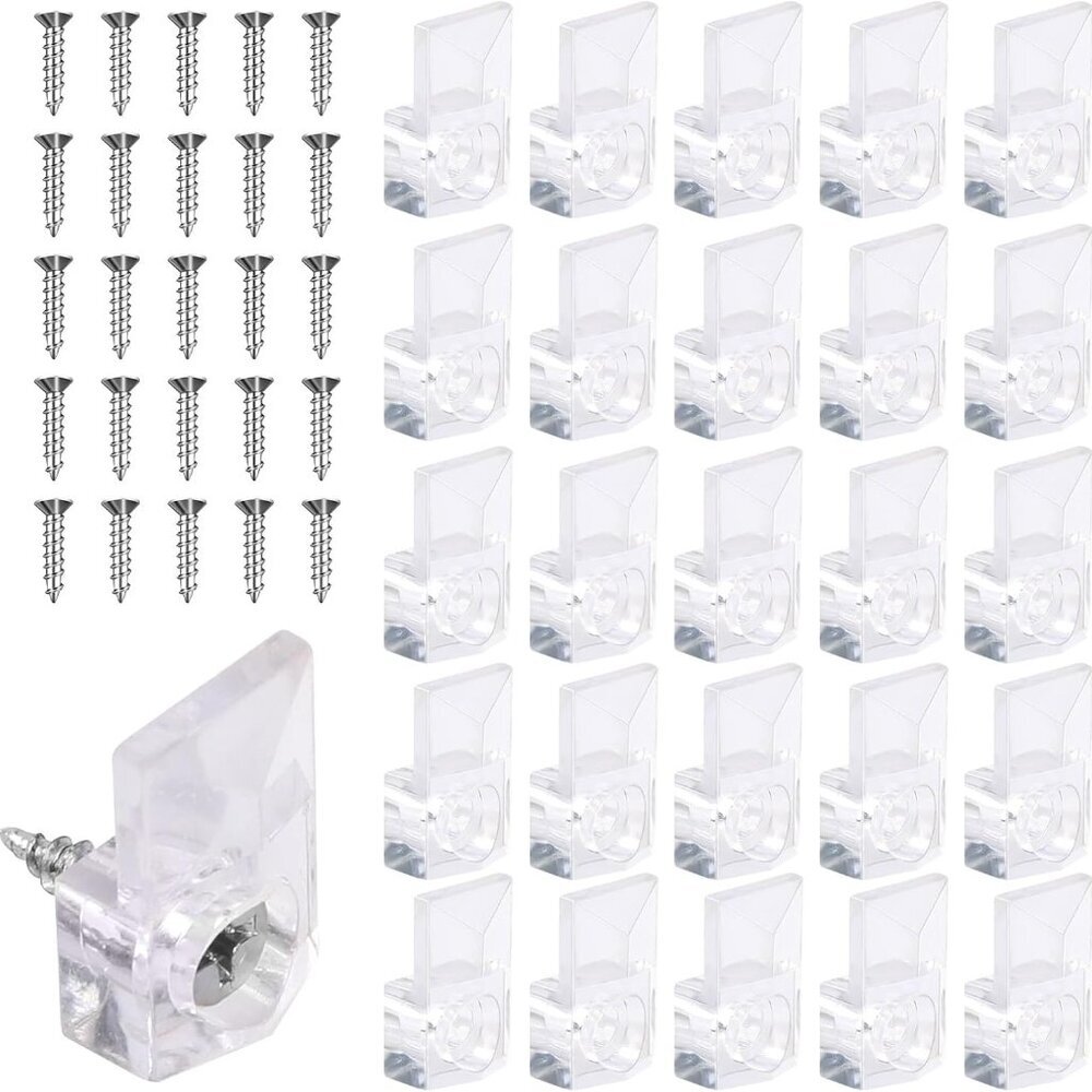 25Pcs Mirror Hangers for The Wall, Mirror Holder Clips, Clear Plastic Mirror Mou